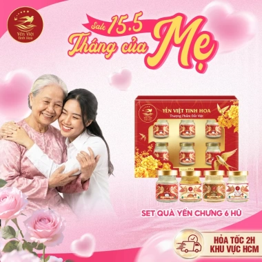 Yến Chưng Sẵn 35% Tổ Yến Tinh Chế - Hộp 6 Hũ 70ml | Set Quà Sức Khỏe Yến Việt - Giá 285k