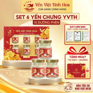 Yến Chưng Sẵn 35% Tổ Yến Tinh Chế - Hộp 6 Hũ 70ml | Set Quà Sức Khỏe Yến Việt - Giá 285k 2 Yến Chưng Sẵn 35% Tổ Yến Tinh Chế - Hộp 6 Hũ 70ml | Set Quà Sức Khỏe Yến Việt - Giá 285k 2