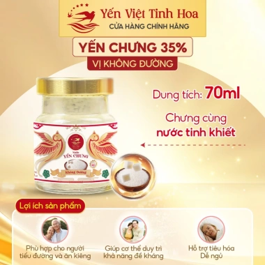 Yến Chưng Sẵn 35% Tổ Yến Tinh Chế - Hộp 6 Hũ 70ml | Set Quà Sức Khỏe Yến Việt - Giá 285k