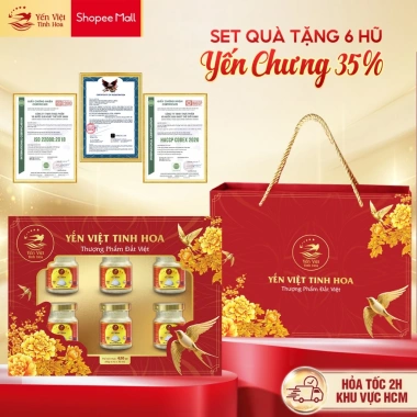Yến Chưng Sẵn 35% Tổ Yến Tinh Chế - Hộp 6 Hũ 70ml | Set Quà Sức Khỏe Yến Việt - Giá 285k 10 Yến Chưng Sẵn 35% Tổ Yến Tinh Chế - Hộp 6 Hũ 70ml | Set Quà Sức Khỏe Yến Việt - Giá 285k 10