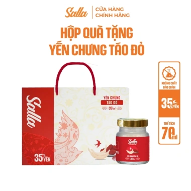 Yến Chưng Sẵn Táo Đỏ 35% - 6 Lọ 70ml Hộp Quà Tặng Salla Hỗ Trợ Sức Khỏe Giá Ưu Đãi 170k