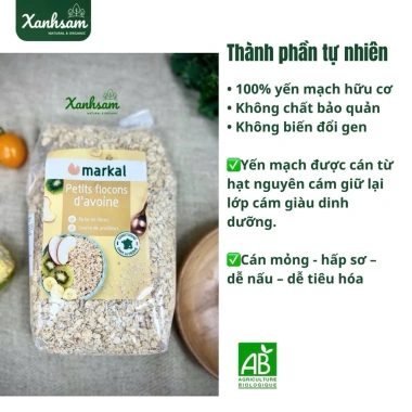 Yến Mạch Cám Mỡnh Hữu Cơ 500g Markal - EU Organic, Giá 120.750₫, Dinh Dưỡng 3 Yến Mạch Cám Mỡnh Hữu Cơ 500g Markal - EU Organic, Giá 120.750₫, Dinh Dưỡng 3