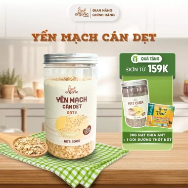Yến Mạch Cán Dẹt Ant Organic Nguyên Cám 500g - Giàu Chất Xơ, Dinh Dưỡng Cho Bé Ăn Dặm & Giảm Cân