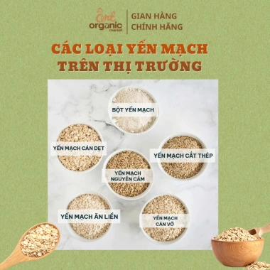 Yến Mạch Cán Dẹt Ant Organic Nguyên Cám 500g - Giàu Chất Xơ, Dinh Dưỡng Cho Bé Ăn Dặm & Giảm Cân