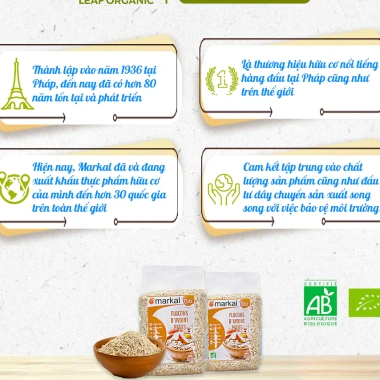 Yến mạch cán mỏng hữu cơ Markal 500g - Giá ưu đãi 117.900 VND, ăn sáng nhanh, dinh dưỡng 7
