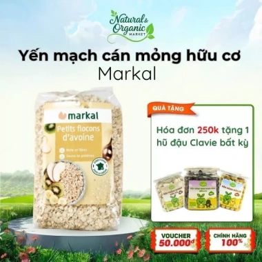 Yến Mạch Cán Mỏng Hữu Cơ Markal 500g - Tốt Tim Mạch, Ổn Định Đường Huyết Natural Market