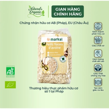 Yến Mạch Cán Mỏng Hữu Cơ Markal 500g - Tốt Tim Mạch, Ổn Định Đường Huyết Natural Market