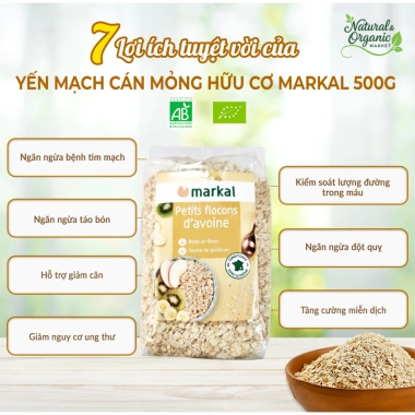 Yến Mạch Cán Mỏng Hữu Cơ Markal 500g - Tốt Tim Mạch, Ổn Định Đường Huyết Natural Market