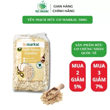 Yến mạch hữu cơ MARKAL 500g nhập khẩu Pháp - granola, ăn vặt, sữa hạt, giá ưu đãi 154.000₫
