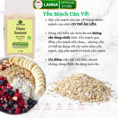 Yến mạch hữu cơ Nutrition Oats Instant 500g - Nguyên chất, ăn kiêng, giảm cân