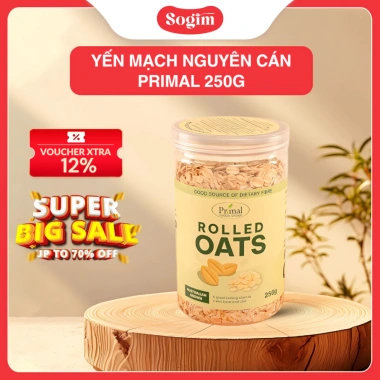 Yến mạch nguyên chất cán dẹt PRIMAL 250g nhập khẩu Úc, dinh dưỡng tự nhiên, hỗ trợ ăn kiêng, giá 48.000₫ Yến mạch nguyên chất cán dẹt PRIMAL 250g nhập khẩu Úc, dinh dưỡng tự nhiên, hỗ trợ ăn kiêng, giá 48.000₫