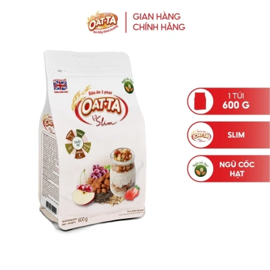 Yến Mạch Trái Cây Ít Đường OATTA Slim Nguyên Cám 600g – Thơm Ngon Ăn Kiêng
