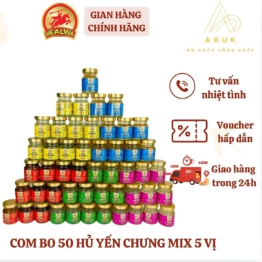 Yến Mix 5 Vị 70ml Táo Đỏ, Hạt Sen, Hạt Chia, Sâm Canada, Đông Trùng Không Đường Tặng 5 Lựu Đỏ