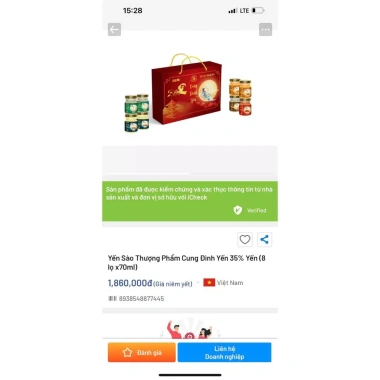 Yến sào Cung Đình 35% - 8 lọ 70ml, giá ưu đãi 175.000₫, tăng sức đề kháng