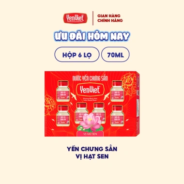 Yến sào Yến Việt chưng sẵn vị hạt sen 18% tổ yến, đường phèn, đẹp da, 6 lọ 70ml 239k