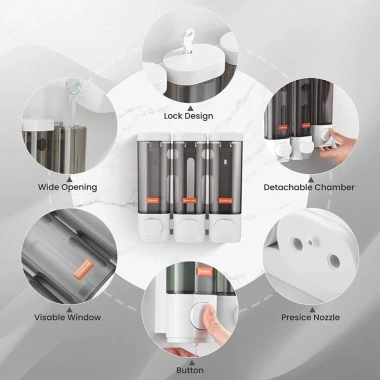 YITAQI hộp đựng xà phòng & gel tắm treo tường 1‑3 đầu, không đục lỗ, nhìn thấy qua cửa sổ – Giá chỉ 126.610₫