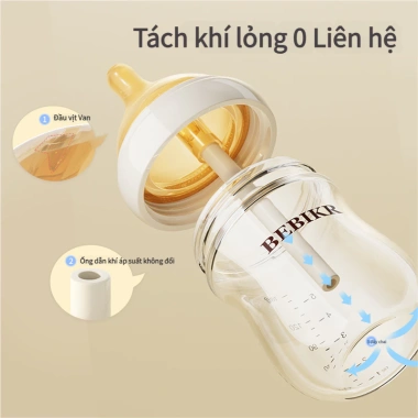 Youkebei Bình Sữa Thủy Tinh Chống Sặc Giảm Đầy Hơi, An Toàn, Bền, Dễ Vệ Sinh cho Bé Sơ Sinh - Giá 50.000