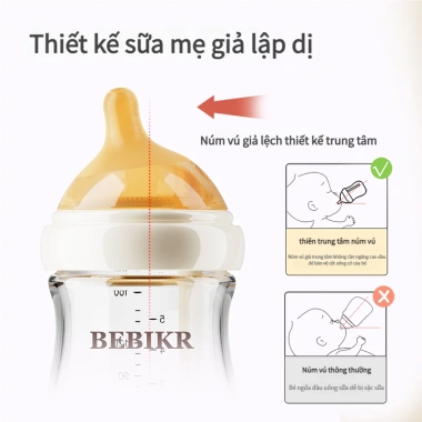 Youkebei Bình Sữa Thủy Tinh Chống Sặc Giảm Đầy Hơi, An Toàn, Bền, Dễ Vệ Sinh cho Bé Sơ Sinh - Giá 50.000