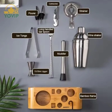 YOVIP 10 chiếc Cocktail Shaker thép không gỉ, bộ trộn martini, dụng cụ bar