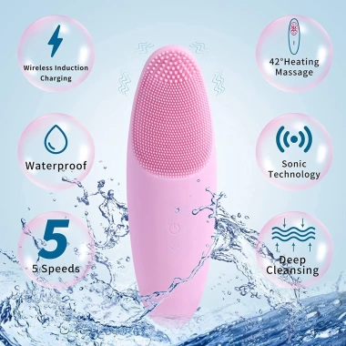 YUNCHI Máy Rửa Mặt Siêu Âm Rung Đầu Cọ Silicon Mềm Chống Thấm - 382.360 VNĐ
