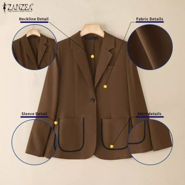 ZANZEA Áo Blazer Nữ Hàn Quốc Cao Cấp – Phong Cách Sang Trọng Văn Phòng, Giá 324.000₫ 7