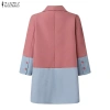 ZANZEA Áo Denim 3/4 Tay Chắp Vá Midi Blazer Nữ Hàn Quốc - Giá 303.858₫ 7