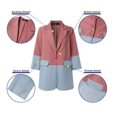 ZANZEA Áo Denim 3/4 Tay Chắp Vá Midi Blazer Nữ Hàn Quốc - Giá 303.858₫