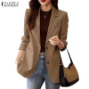 Zanzea Áo khoác blazer dài tay màu trơn thời trang nữ tính Giá chỉ 320.760₫