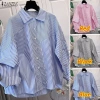 ZANZEA Đầm dài tay sọc nữ Hàn Quốc - mix áo sơ mi công sở, giá ưu đãi 342k 3