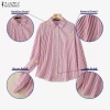 ZANZEA Đầm dài tay sọc nữ Hàn Quốc - mix áo sơ mi công sở, giá ưu đãi 342k 7