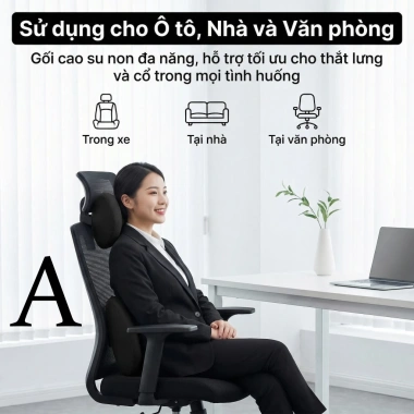 ZEEN Gối Tựa Đầu và Lưng Ô Tô Cao Su Non - Giảm Đau Mỏi, Thoải Mái, Giá 89.000₫ 2