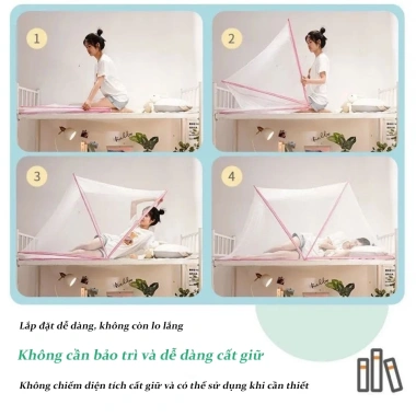 ZEEN Mùng Ngủ Chống Muỗi Khung Xếp 1m6x1m9 Phù Hợp Gia Đình Giá Ưu Đãi 144.530₫