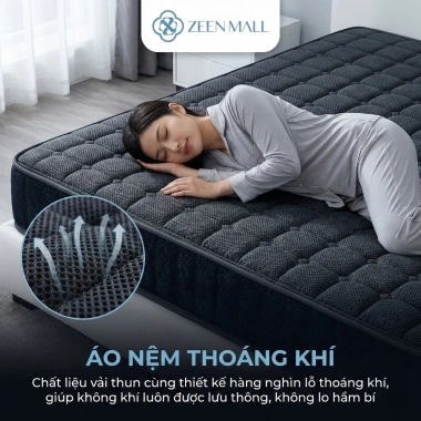 ZEEN Nệm Lò Xo Túi Độc Lập 20cm Cao Cấp 1m8x2m Thoáng Khí Mát Mẻ Phòng Ngủ Gia Đình