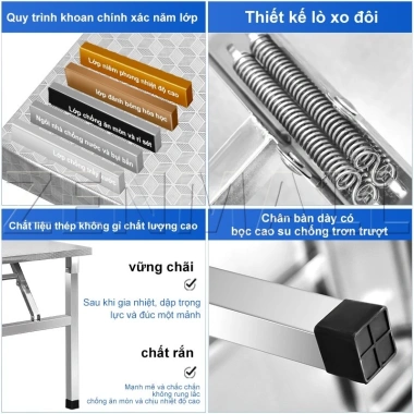 ZEN Bàn inox xếp gấp gọn bền đẹp, chất lượng cao, ship hỏa tốc, giá 529.000 VND