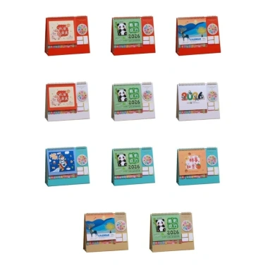 ZGECB 2.026 Lịch Để Bàn Tết Nguyên Đán - Cuộn Dây Ghi Chú Ngựa, Gấu Trúc, Nai Sừng Tấm, Giá 94.284₫