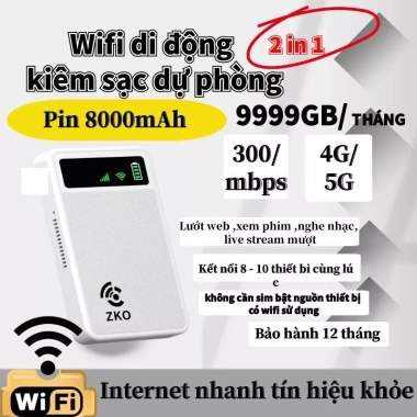 Zkowifi Phát Wifi 4G 300Mbps + Sạc Dự Phòng 8.000mAh Không Cần Sim - 399.000₫ 6