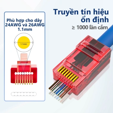ZoeRax 100pcs RJ45 Cat6 Đầu Nối EZ Uốn Phích Cắm Cho Cáp UTP Giá 137.499 VND 3 ZoeRax 100pcs RJ45 Cat6 Đầu Nối EZ Uốn Phích Cắm Cho Cáp UTP Giá 137.499 VND 3