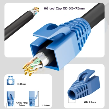ZoeRax 50PCS RJ45 Cáp mạng Ethernet giảm căng thẳng, bảo vệ vỏ OD 7.5mm cho CAT8 CAT7 CAT6A - Giá ưu đãi 101,200 VND 4 ZoeRax 50PCS RJ45 Cáp mạng Ethernet giảm căng thẳng, bảo vệ vỏ OD 7.5mm cho CAT8 CAT7 CAT6A - Giá ưu đãi 101,200 VND 4