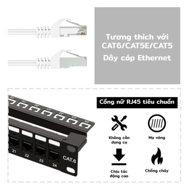 ZoeRax Bảng vá Keystone STP 24 cổng 1U Rackmount hoặc treo tường – Quản lý, hỗ trợ cáp, giá chỉ 445.499 VND 3