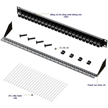 ZoeRax Bảng vá Keystone STP 24 cổng 1U Rackmount hoặc treo tường – Quản lý, hỗ trợ cáp, giá chỉ 445.499 VND 4