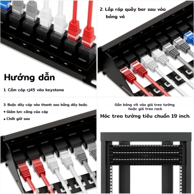 ZoeRax Bảng vá Keystone STP 24 cổng 1U Rackmount hoặc treo tường – Quản lý, hỗ trợ cáp, giá chỉ 445.499 VND 7