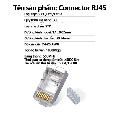 ZoeRax Bộ 100 Ổ Cắm RJ45 CAT6 Hai Mảnh 8P8C Modular cho Máy Nén Mạng - Giá ưu đãi 115.499₫ 9 ZoeRax Bộ 100 Ổ Cắm RJ45 CAT6 Hai Mảnh 8P8C Modular cho Máy Nén Mạng - Giá ưu đãi 115.499₫ 9