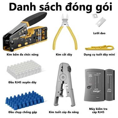 ZoeRax Bộ công cụ uốn RJ45 CAT5/5e/6 kèm bộ kiểm tra cáp, lưỡi dao, 50 đầu nối - Giảm căng thẳng, giá ưu đãi 187.000 VND 8 ZoeRax Bộ công cụ uốn RJ45 CAT5/5e/6 kèm bộ kiểm tra cáp, lưỡi dao, 50 đầu nối - Giảm căng thẳng, giá ưu đãi 187.000 VND 8