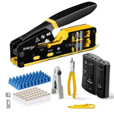 ZoeRax Bộ công cụ uốn RJ45 CAT5/5e/6 kèm bộ kiểm tra cáp, lưỡi dao, 50 đầu nối - Giảm căng thẳng, giá ưu đãi 187.000 VND 10 ZoeRax Bộ công cụ uốn RJ45 CAT5/5e/6 kèm bộ kiểm tra cáp, lưỡi dao, 50 đầu nối - Giảm căng thẳng, giá ưu đãi 187.000 VND 10