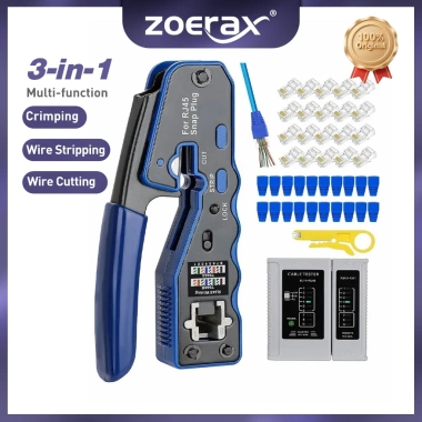 ZoeRax Bộ công cụ uốn RJ45 và kiểm tra Ethernet Cat5e Cat6 Cat6a 8P8C Đầu nối mô-đun giá ưu đãi 295.900đ ZoeRax Bộ công cụ uốn RJ45 và kiểm tra Ethernet Cat5e Cat6 Cat6a 8P8C Đầu nối mô-đun giá ưu đãi 295.900đ