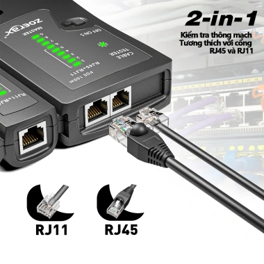 ZoeRax Bộ Kiểm Tra Cáp Ethernet LAN RJ45 Cat5‑Cat7 UTP & RJ11/RJ12 - Kiểm Tra Nhanh, Đảm Bảo Kết Nối, Giá Ưu Đãi 97.900 VND 2
