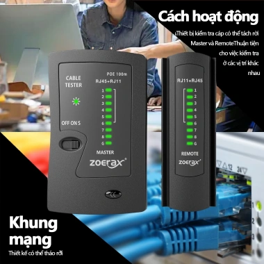 ZoeRax Bộ Kiểm Tra Cáp Ethernet LAN RJ45 Cat5‑Cat7 UTP & RJ11/RJ12 - Kiểm Tra Nhanh, Đảm Bảo Kết Nối, Giá Ưu Đãi 97.900 VND 8