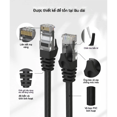 ZoeRax Cáp Ethernet Cat6 Gigabit 1.000Mbps RJ45 LAN - PC, PS5, Xbox - 49.499 VND 4 ZoeRax Cáp Ethernet Cat6 Gigabit 1.000Mbps RJ45 LAN - PC, PS5, Xbox - 49.499 VND 4