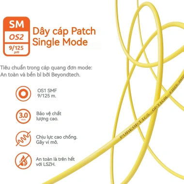 ZoeRax Cáp vá quang OS2 SC sang SC UPC 3.0mm Simplex 9/125m LSZH - Giá ưu đãi 38.495₫ 5 ZoeRax Cáp vá quang OS2 SC sang SC UPC 3.0mm Simplex 9/125m LSZH - Giá ưu đãi 38.495₫ 5