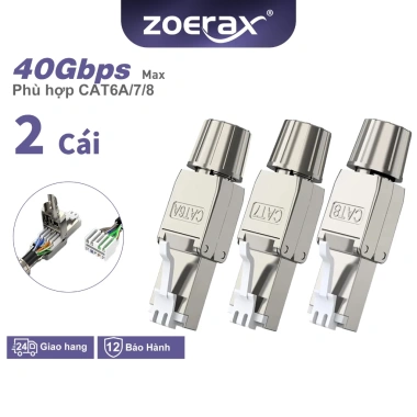 ZoeRax Đầu Nối RJ45 2 Chiếc Cat8 Cat7 Cat6A Tái Sử Dụng, Không Dụng Cụ, Cài Đặt Nhanh ZoeRax Đầu Nối RJ45 2 Chiếc Cat8 Cat7 Cat6A Tái Sử Dụng, Không Dụng Cụ, Cài Đặt Nhanh